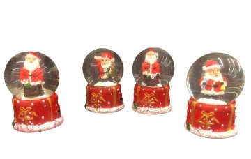 Mini Noel Baba ve Hediyeleri Tasarımlı Yılbaşı Cam Kar Küresi