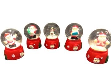 Mini Noel Baba ve Kardan Adam Yılbaşı Cam Kar Küresi