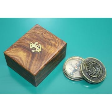 Dekoratif Kutulu Pirinç Pusula (10 cm x 6 cm)