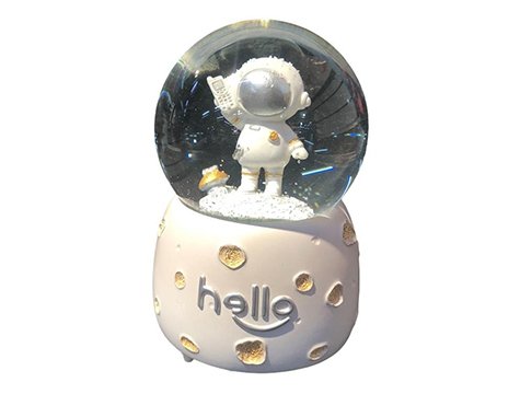 Işıklı Müzikli Kar Püskürten Ayakta Astronot Cam Kar Küresi