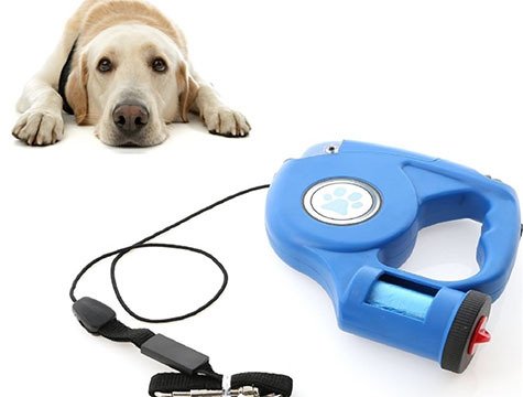 Işıklı ve Dışkı Toplama Poşetli Otomatik Köpek Tasma