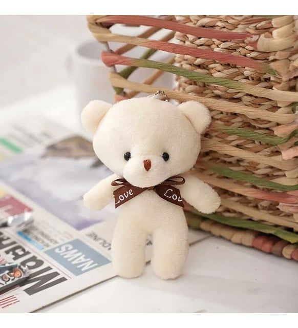 Krem Rengi Peluş Ayıcık Anahtarlık 12 cm (50 Adet)