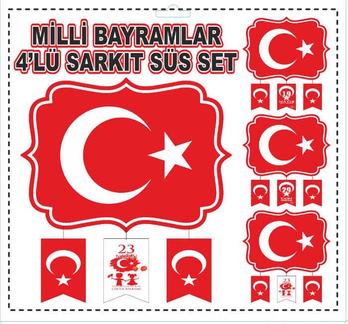 Türk Bayrağı Milli Bayramlar Süs Sarkıt Seti
