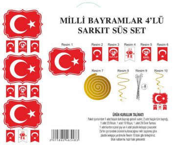 Türk Bayrağı Milli Bayramlar Süs Sarkıt Seti