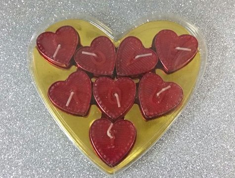 Tealight Kırmızı Love  You Yazılı Kalp Mum