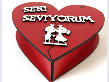 Ahşap Seni Seviyorum Kırık Kalp Hediye Kutusu
