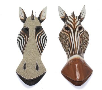 Ahşap Otantik Zürafa Maske Dekoratif Duvar Dekoru 50Cm