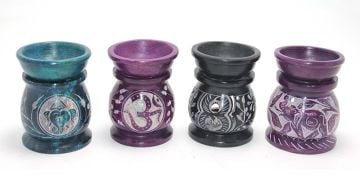 Dekorlu Ve Hayvan Desenli Obsidian Taşı Buhurdanlık (8cm x 7cm)