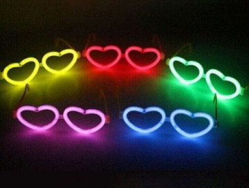 Glow Stick Kalp Gözlük Fosforlu Işıklı Parti Gözlüğü