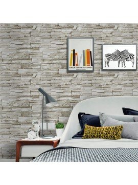 Taş Desenli Sarı Tuğla 3D Duvar Kaplama Kağıdı (3 Metre)