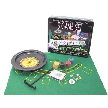 5 İn 1 Casino Rulet Poker Blackjack Craps Poker Dice Oyunu Seti