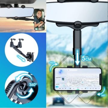 Araba Dikiz Aynası Teleskobik Araç Telefon Tutucu