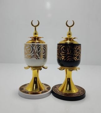 Dekoratif Kadeh Tasarımlı Altlıklı Metal Buhurdanlık