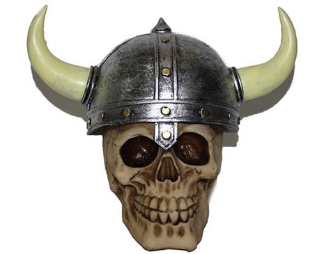 Dekoratif Viking Şapkalı Polyester Kuru Kafa Biblo