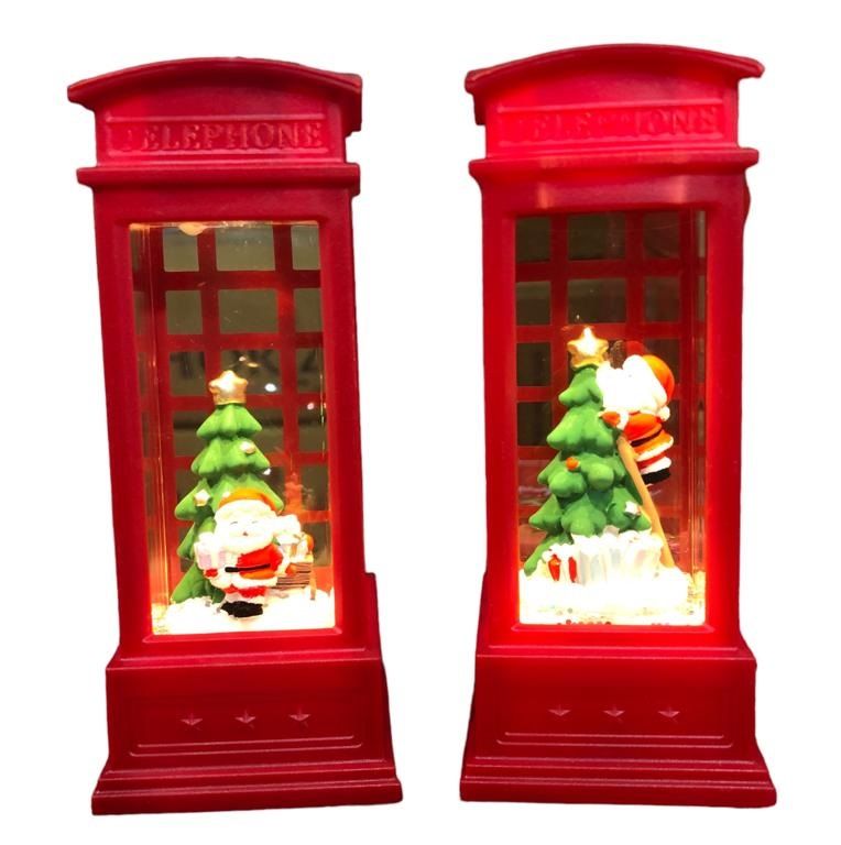 Dekoratif Işıklı Telefon Kulübesi Yılbaşı Noel Baba Lamba