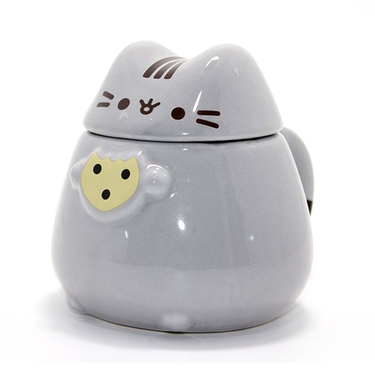 Kedi Tasarımlı Porselen Kapaklı Kupa Bardak