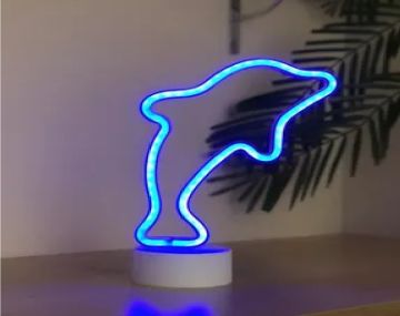 Dekoratif Led Neon Yunus Balığı Şeklinde Işıklı Gece Lambası