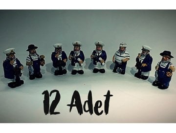 Dekoratif Gemi Kaptanı Polyester Biblo (12 Adet)