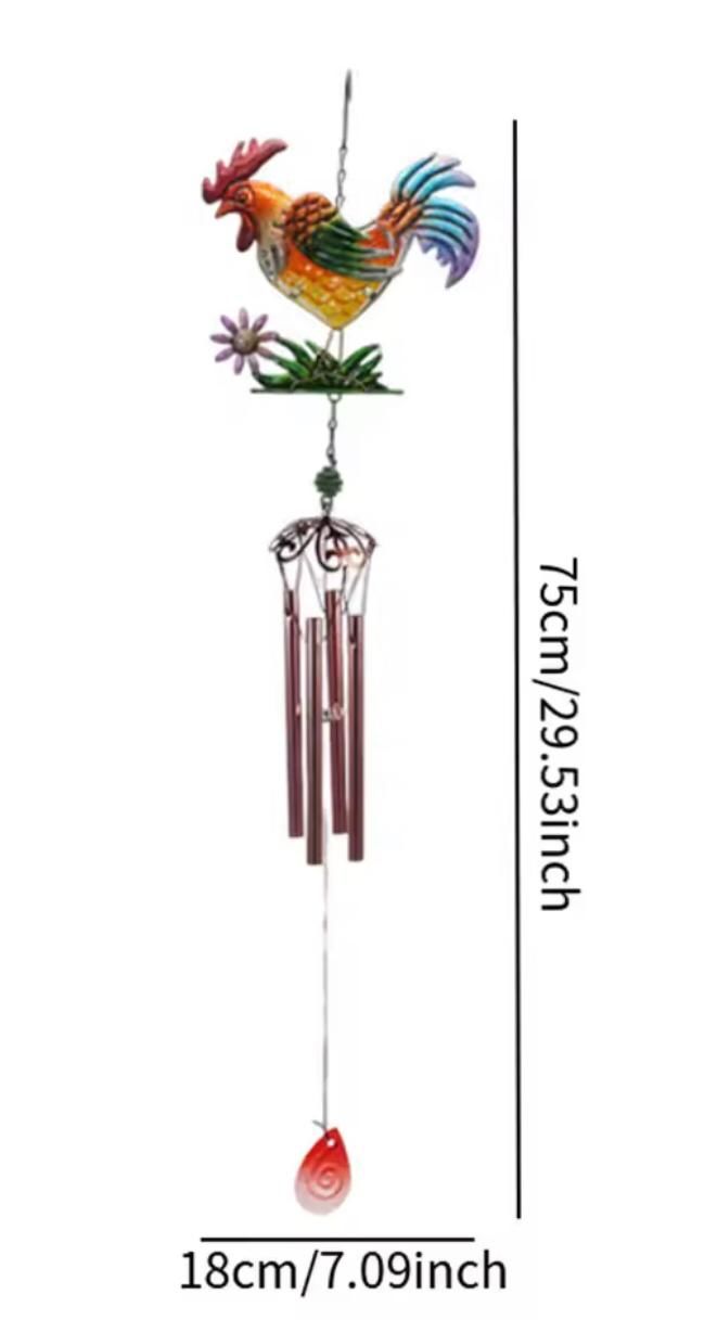 Horoz Tasarım Dekoratif Rüzgar Çanı Metal ve Cam Malzeme (75 cm)