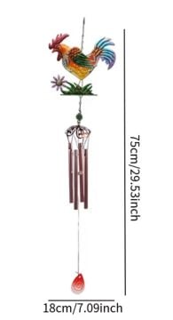 Horoz Tasarım Dekoratif Rüzgar Çanı Metal ve Cam Malzeme (75 cm)