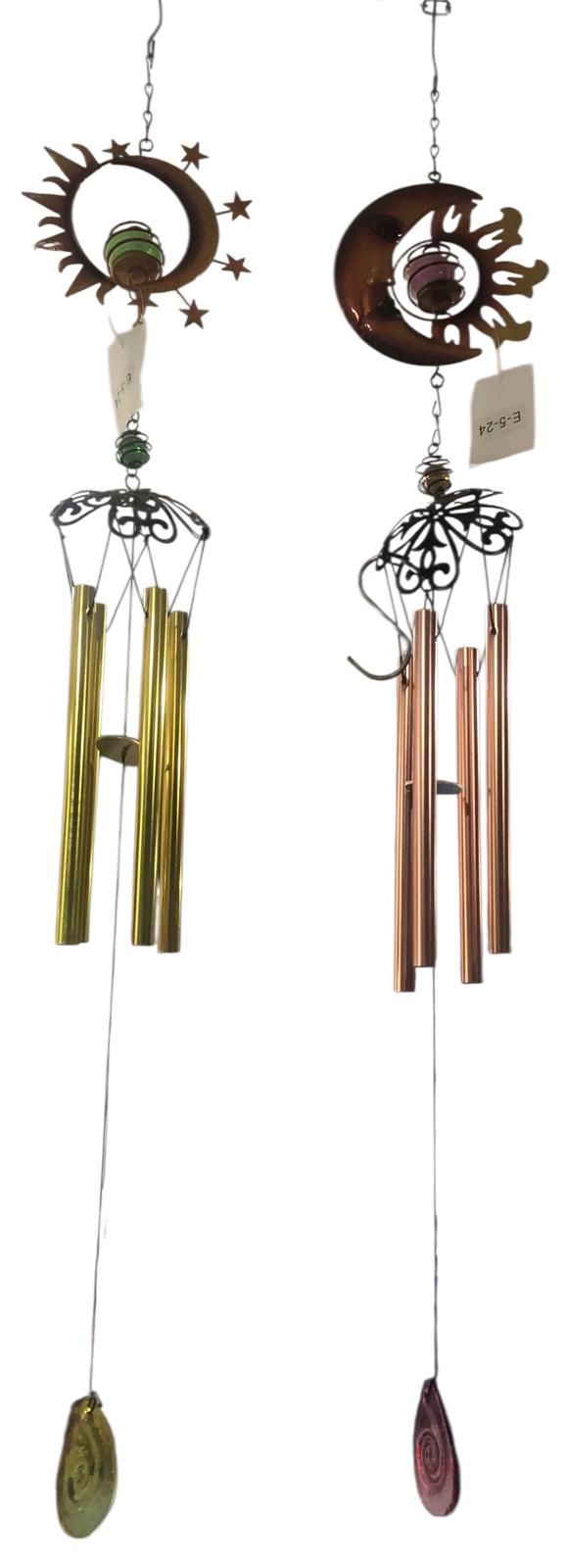 Ay Ve Güneş Tasarım Dekoratif Metal Rüzgar Çanı (75 cm)