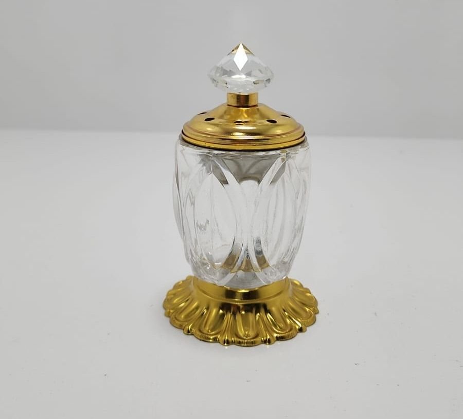 Dekoratif Cam Tasarımlı Gold Metal Buhurdanlık