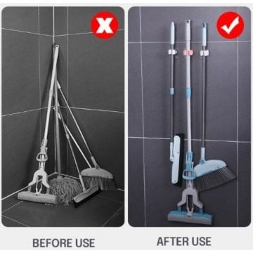 Beyaz Renk Yapışkanlı Pratik Mop Temizleme Fırçası Tutucu (4 Adet)