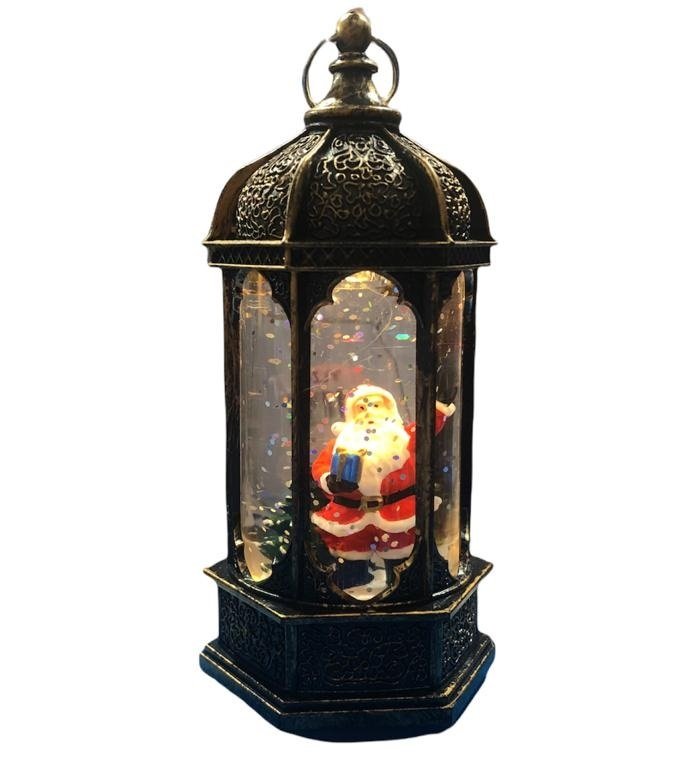 Dekoratif Işıklı Sulu Simli Yılbaşı Noel Baba Lamba