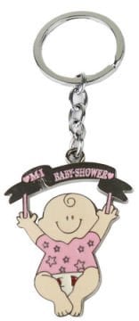 Pembe Tasarımlı Baby Shower Anahtarlık Çanta Süsü (10 Adet)