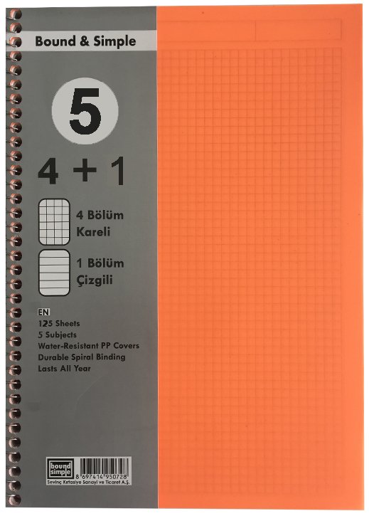 125 Yaprak PP Kapak Ayraçlı Defter