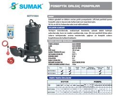 SUMAK SDTV 150/4 Döküm Gövdeli Trifaze Foseptik Dalgıç Pompası