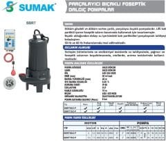 SUMAK SBRT 50/2-P Trifaze Parçalayıcı Bıçaklı Dalgıç Pompa