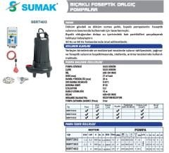 SUMAK SBRT 30/2 Trifaze Bıçaklı Dalgıç Pompa