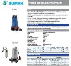 SUMAK SDF 5/2 Temiz Su Dalgıç Pompa