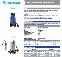 SUMAK SDF 15/1 Paslanmaz Gövdeli Temiz Su Dalgıç Pompa