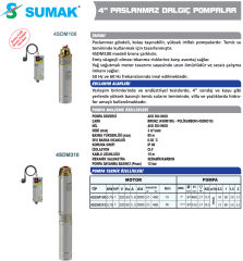 SUMAK 4SDM 310 4'' Derin Kuyu Dalgıç Pompası