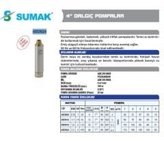 SUMAK 4SD608 4'' Derin Kuyu Dalgıç Pompası