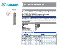 SUMAK 4SD1206 4'' Derin Kuyu Dalgıç Pompası