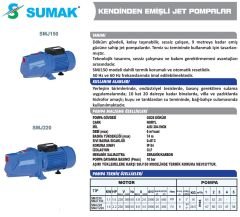 SUMAK SMJT220 Kendinden Emişli Trifaze Jet Pompa