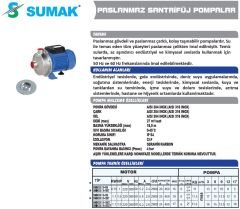 SUMAK SMINOX/K-150/2 Paslanmaz Santrifüj Pompa
