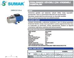 SUMAK SMINOX/150-4T Trifaze Paslanmaz Kademeli Pompa