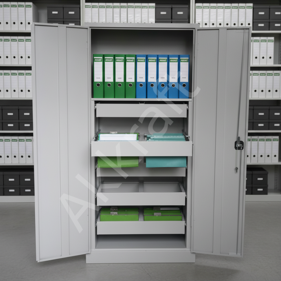 198 lik Raylı Kızaklı Çelik Dosya Dolabı