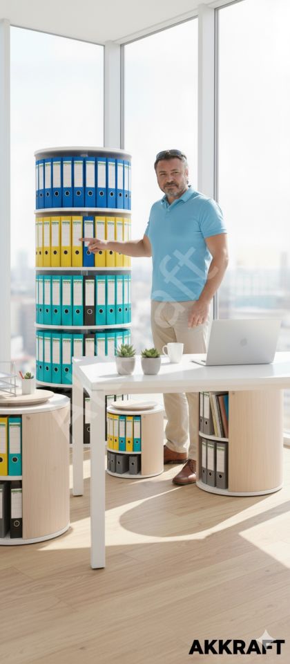 Tek Katlı Döner Klasör Dolabı  85 cm