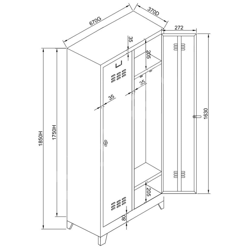 EKONOMİK İKİLİ SOYUNMA DOLABI ( GRİ-RAL7035 )