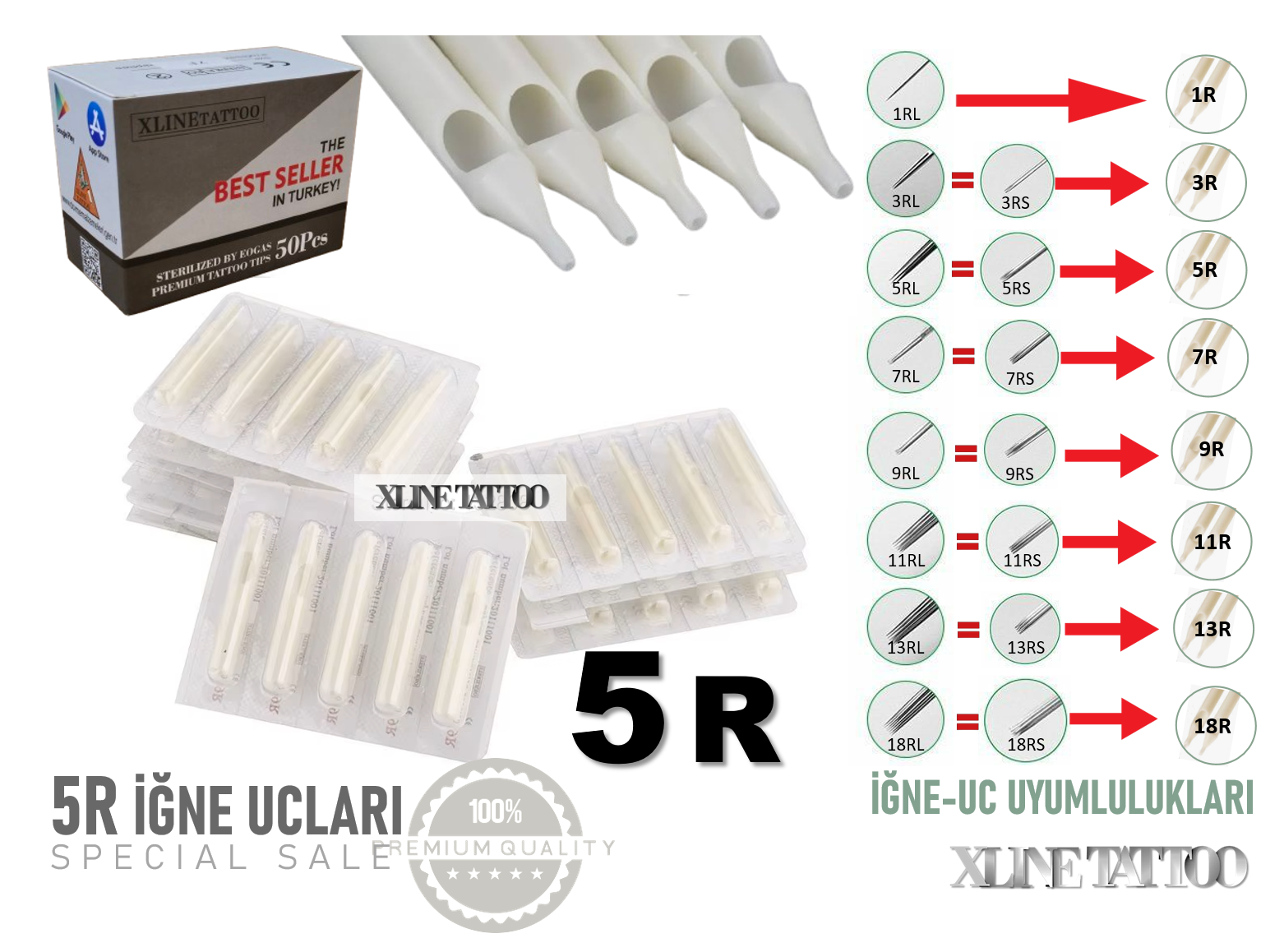 TEK KULLANIMLIK 5R DÖVME İĞNE UÇLARI