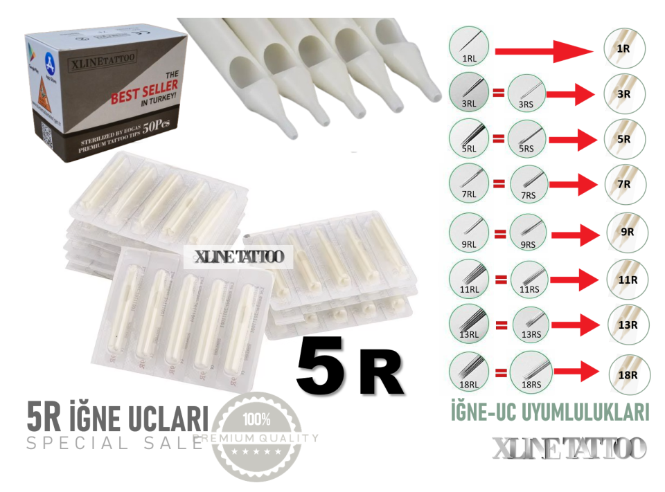 TEK KULLANIMLIK 5R DÖVME İĞNE UÇLARI