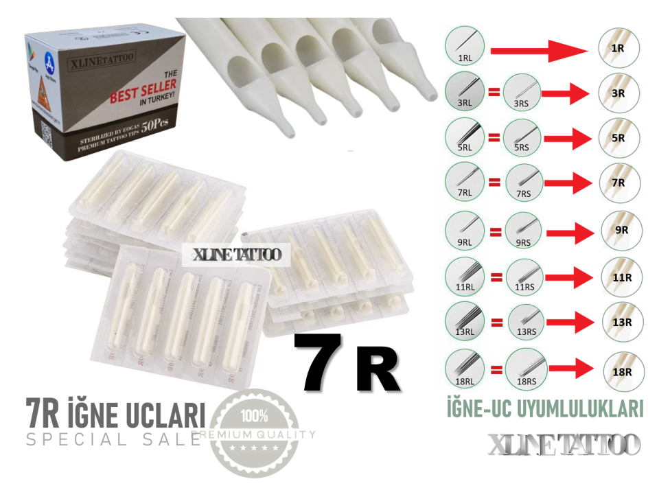 TEK KULLANIMLIK 7R DÖVME İĞNE UÇLARI