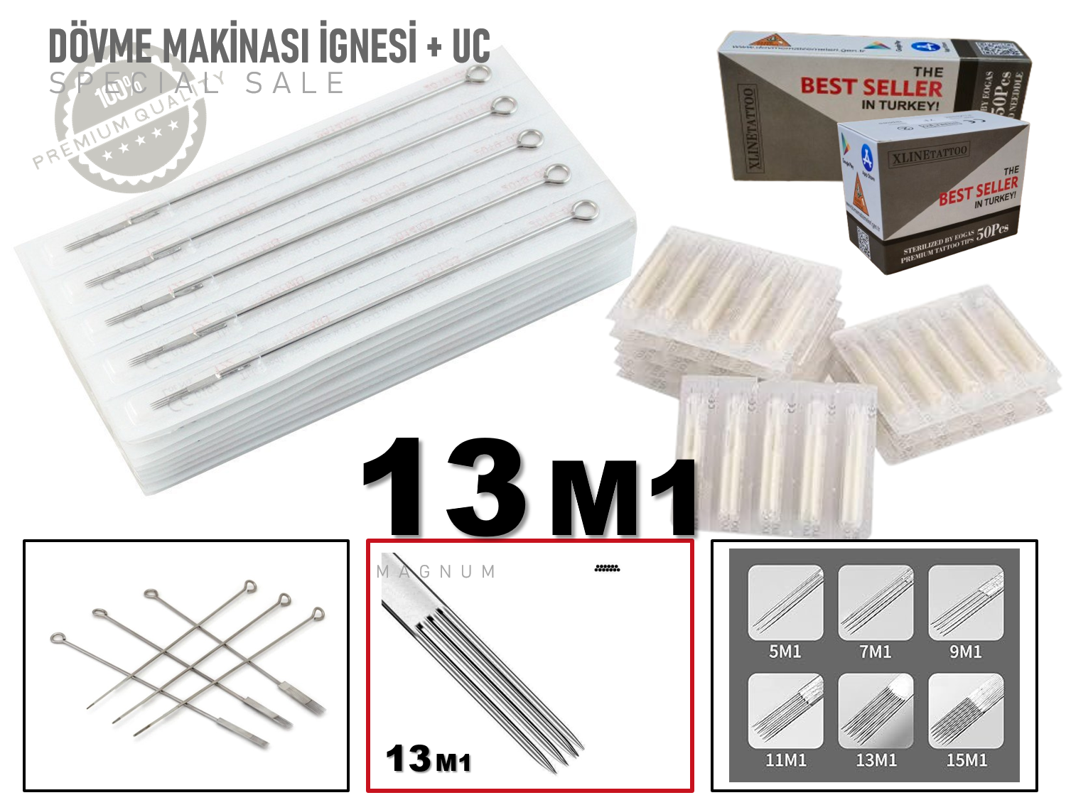 TATTOO DÖVME MAKİNASI İĞNELERİ 13 M1 25 İgne + 25 Uç