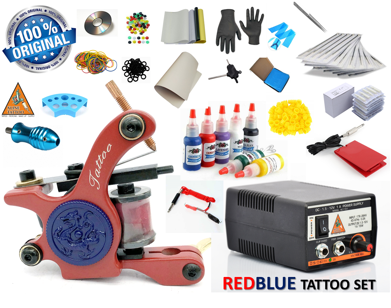 XL-549 REDBLUE TATTOO DÖVME MAKİNASI SETİ PROFESYONEL