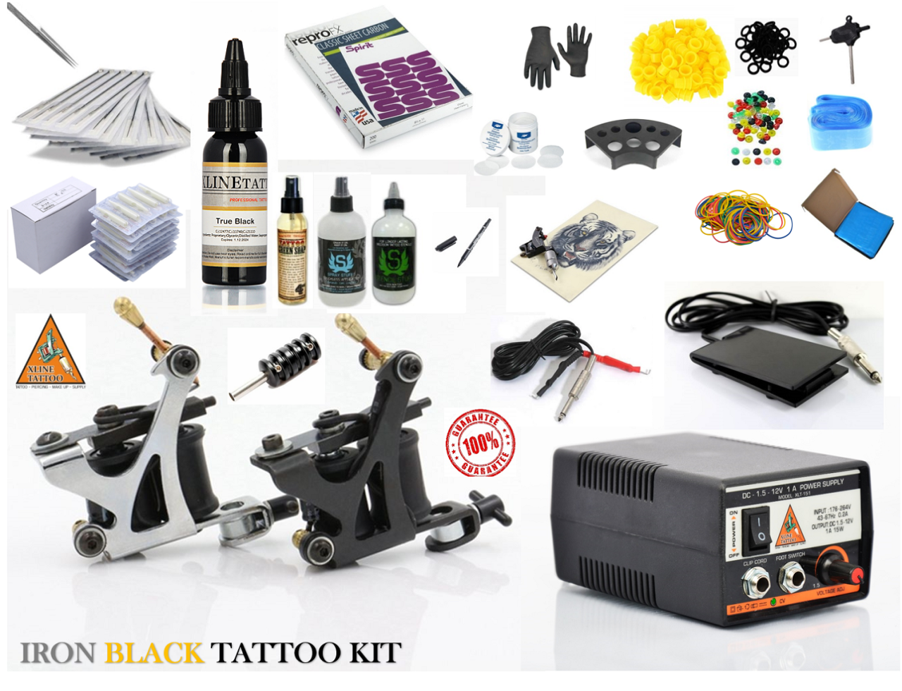 XL-599 IRON BLACK 2 MAKİNELİ TATTOO DÖVME MAKİNASI SETİ